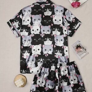 Cat Print Pajama Set